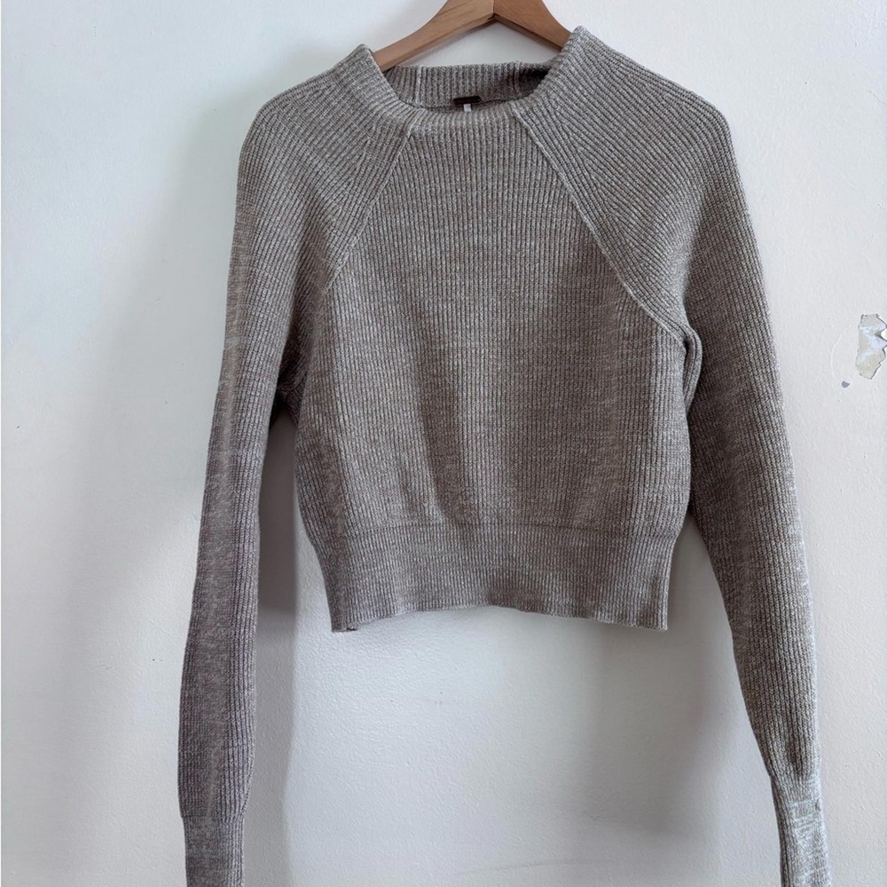 Free People Textured Beige Cropped‎ Sweater